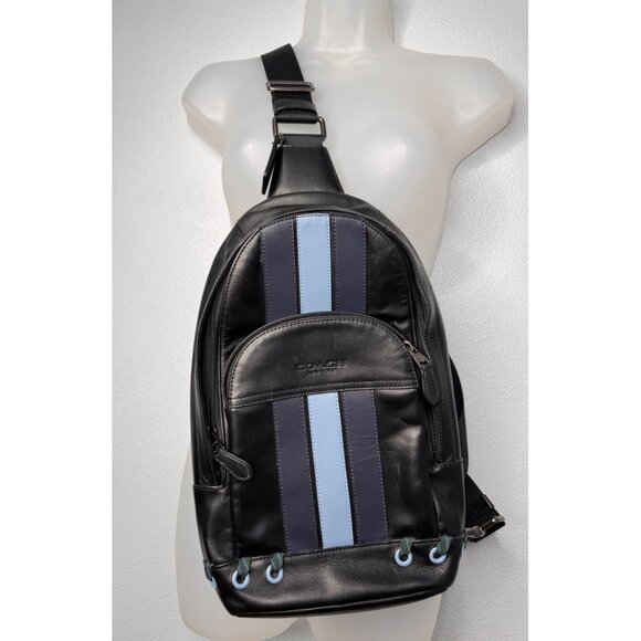 Coach Unisex Houston Pack w/ Varsity Stripe Leather Sling Bag Backpack - Picture 1 of 15